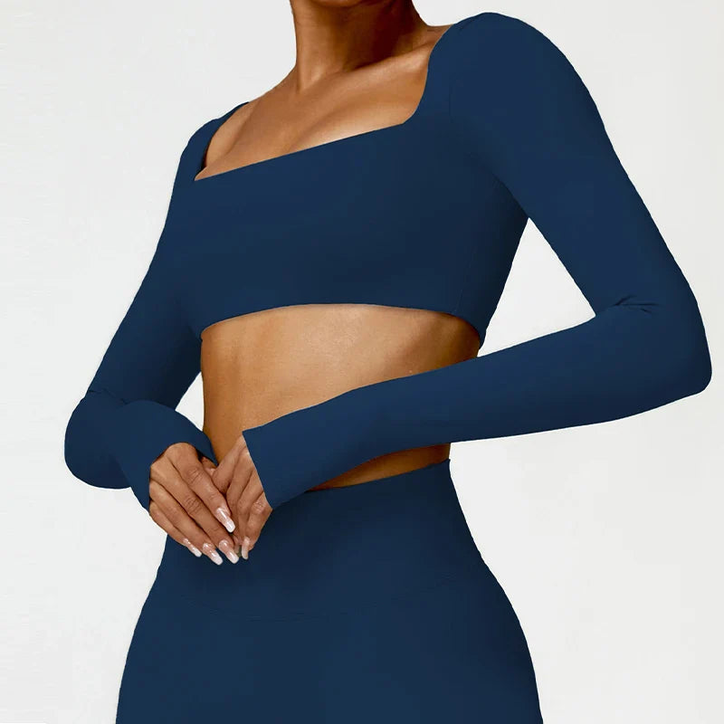 Top Cropped Manga Longa Íris