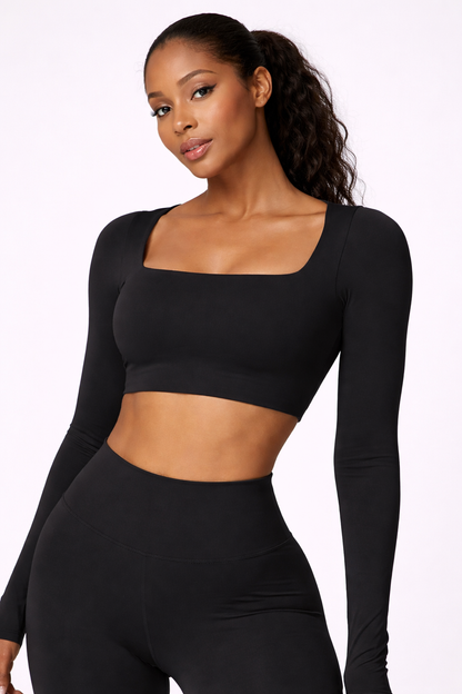 Top Cropped Manga Longa Íris